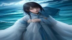 AI短剧《深海迷宫》封面，AI生成的深海探险场景，蓝绿色调神秘感强，海底生物细节丰富